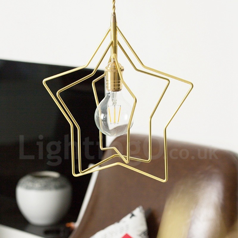 Luminária pendente moderna contemporânea de latão com 1 luz e abajur