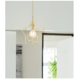 Luminária pendente moderna contemporânea de latão com 1 luz e abajur