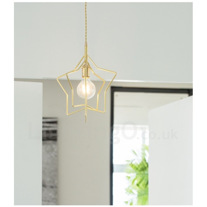Luminária pendente moderna contemporânea de latão com 1 luz e abajur