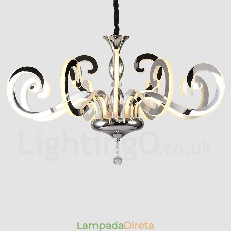Lustre moderno contemporâneo de aço de 12 luzes com cúpula de acrílico