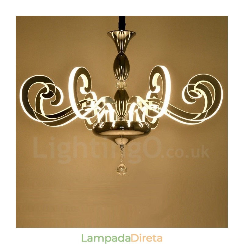 Lustre moderno contemporâneo de aço de 12 luzes com cúpula de acrílico