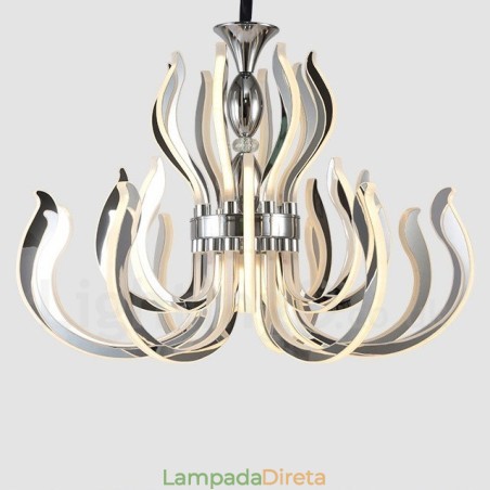 Lustre moderno contemporâneo de acrílico com 24 luzes e cúpula de acrílico Lustre moderno contemporâneo de acrílico com 24 luzes e cúpula de acrílico