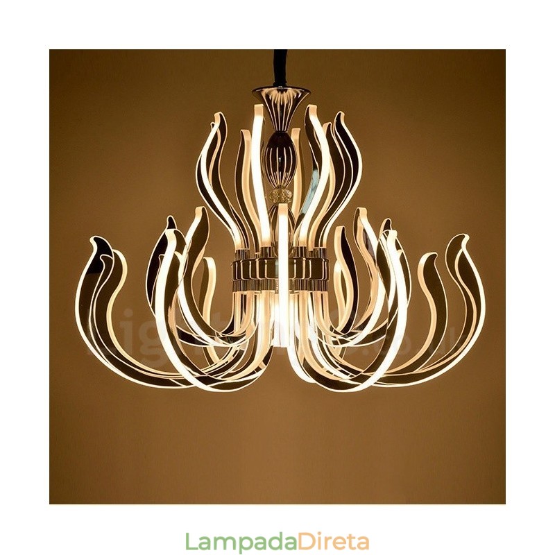 Lustre moderno contemporâneo de acrílico com 24 luzes e cúpula de acrílico