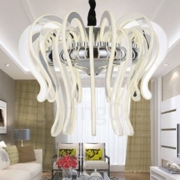 Lustre moderno contemporâneo de aço com 20 luzes e cúpula de acrílico