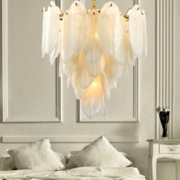 Luminária pendente moderna contemporânea de aço com 6 luzes e cúpula de vidro