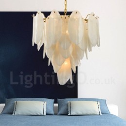 Luminária pendente moderna contemporânea de aço com 6 luzes e cúpula de vidro