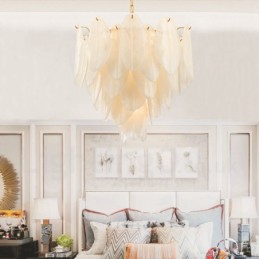 Luminária pendente moderna contemporânea de aço com 6 luzes e cúpula de vidro