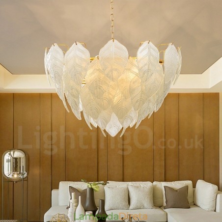 Luminária pendente moderna contemporânea de aço com 4 luzes e cúpula de vidro Luminária pendente moderna contemporânea de aço com 4 luzes e cúpula de vidro