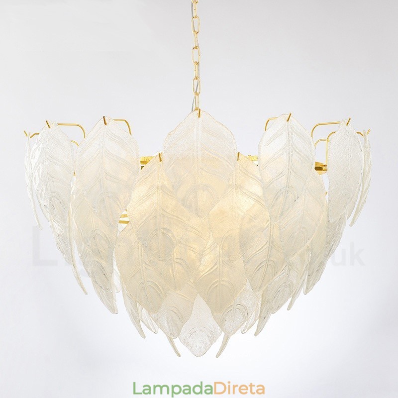 Luminária pendente moderna contemporânea de aço com 4 luzes e cúpula de vidro