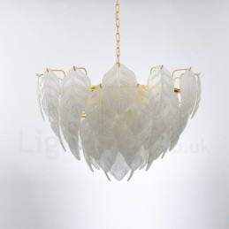 Luminária pendente moderna contemporânea de aço com 4 luzes e cúpula de vidro