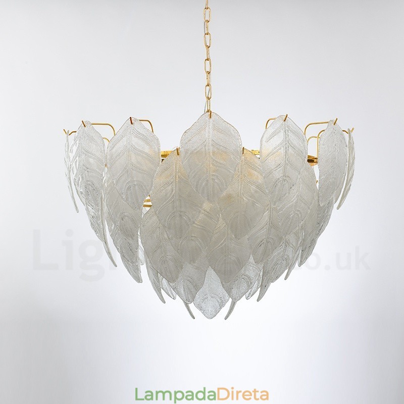Luminária pendente moderna contemporânea de aço com 4 luzes e cúpula de vidro