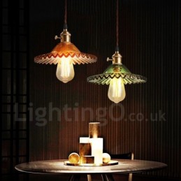 Luminária pendente rústica de aço retrô com 1 luz e cúpula de vidro