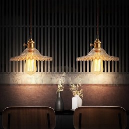 Luminária pendente rústica de aço retrô com 1 luz e cúpula de vidro