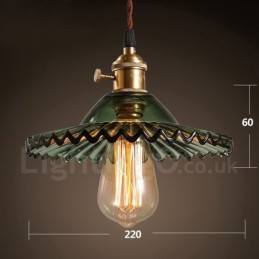 Luminária pendente rústica de aço retrô com 1 luz e cúpula de vidro