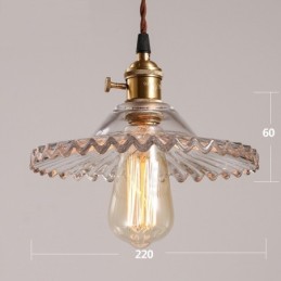 Luminária pendente rústica de aço retrô com 1 luz e cúpula de vidro