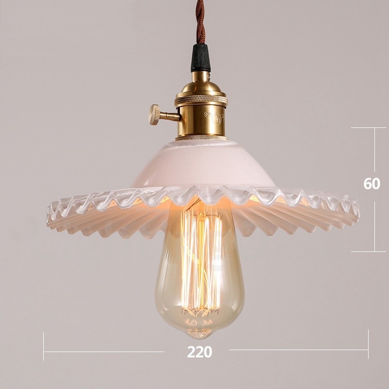 Luminária pendente rústica de aço retrô com 1 luz e cúpula de vidro