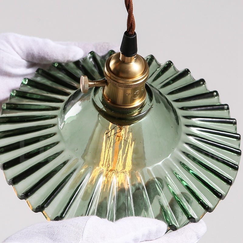Luminária pendente rústica de aço retrô com 1 luz e cúpula de vidro
