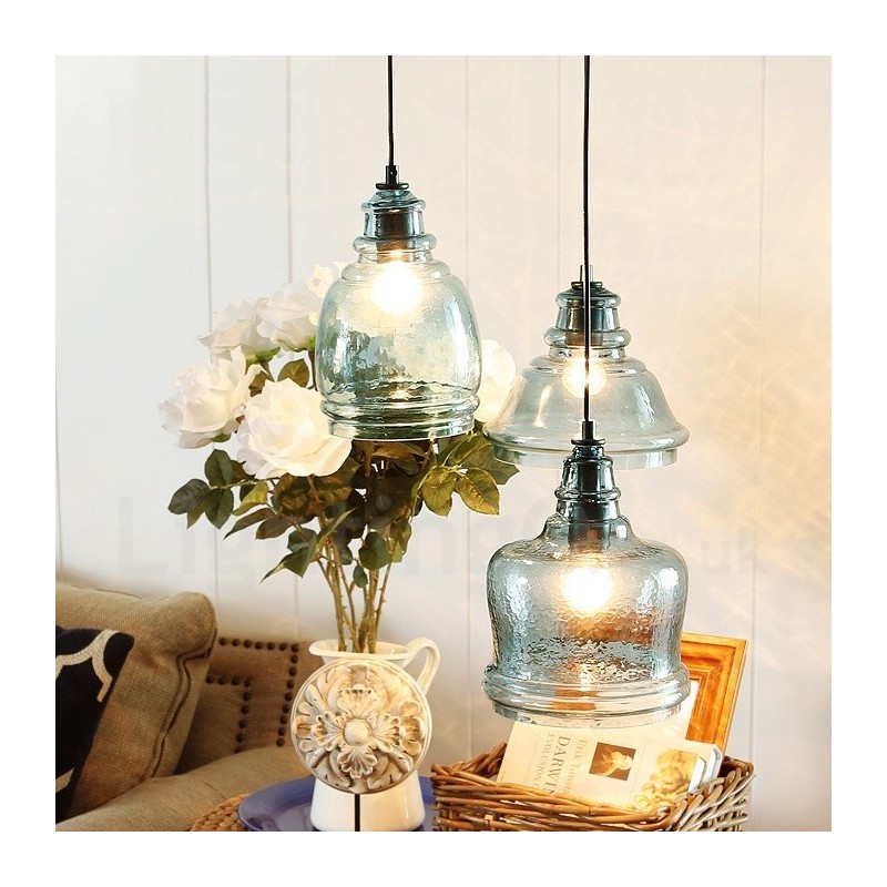 Luminária pendente moderna contemporânea de aço com 1 luz e cúpula de vidro