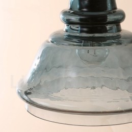 Luminária pendente moderna contemporânea de aço com 1 luz e cúpula de vidro