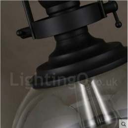 Retro 1 Luz de Aço Pendente Luz com Sombra de Vidro