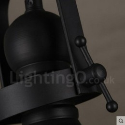 Retro 1 Luz de Aço Pendente Luz com Sombra de Vidro
