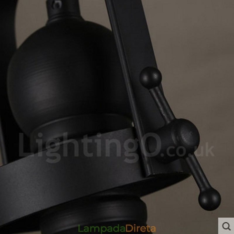 Retro 1 Luz de Aço Pendente Luz com Sombra de Vidro