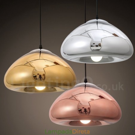 Luminária pendente de vidro moderna contemporânea com 1 luz e cúpula de vidro Luminária pendente de vidro moderna contemporânea com 1 luz e cúpula de vidro
