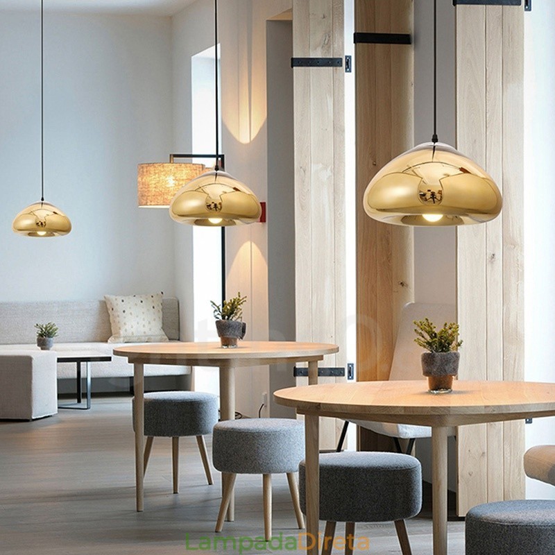 Luminária pendente de vidro moderna contemporânea com 1 luz e cúpula de vidro