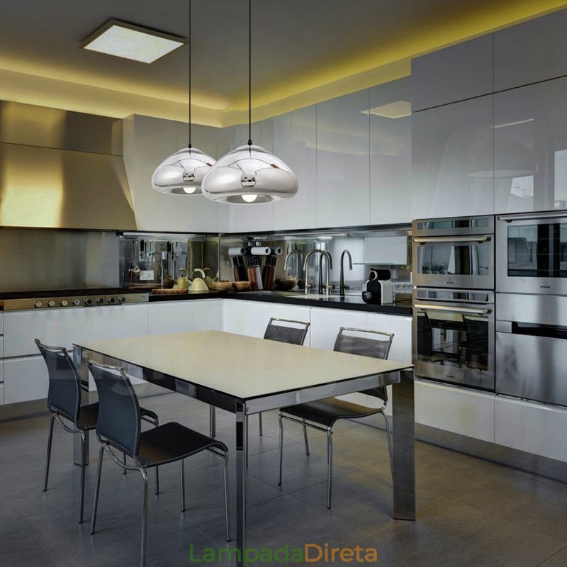 Luminária pendente de vidro moderna contemporânea com 1 luz e cúpula de vidro