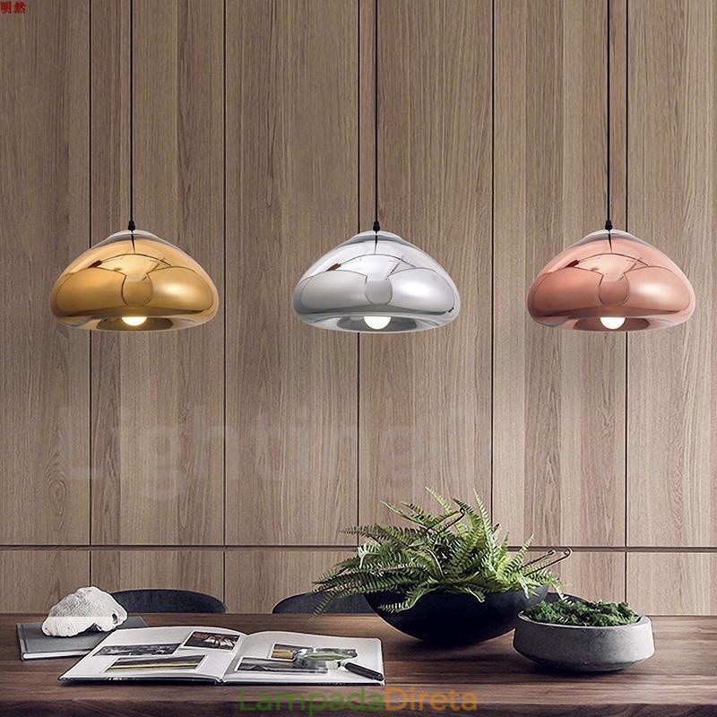 Luminária pendente de vidro moderna contemporânea com 1 luz e cúpula de vidro