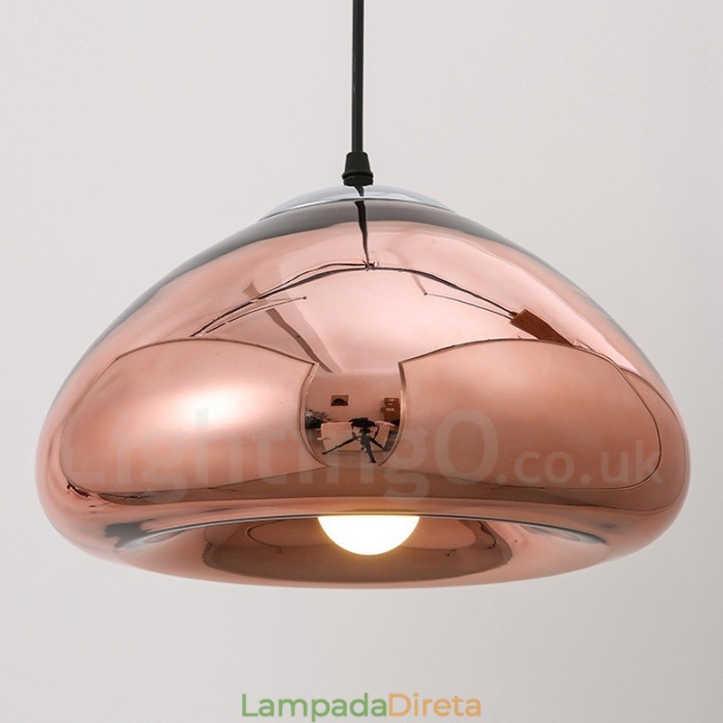 Luminária pendente de vidro moderna contemporânea com 1 luz e cúpula de vidro