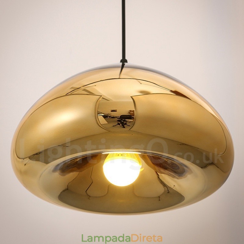 Luminária pendente de vidro moderna contemporânea com 1 luz e cúpula de vidro
