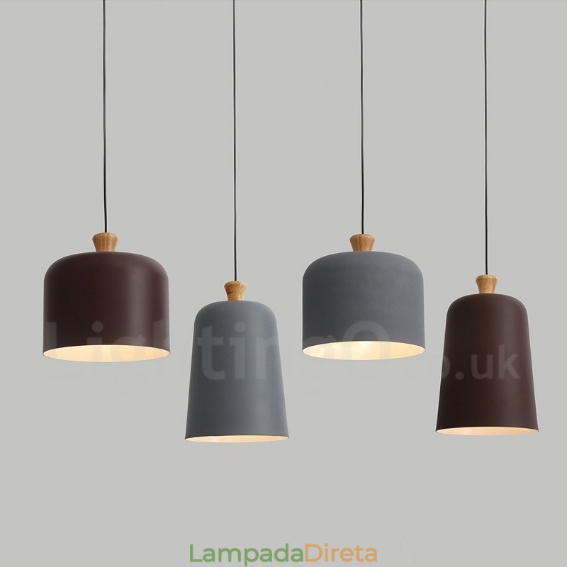 Luminária pendente moderna contemporânea de liga de alumínio com 1 luz e sombra de liga de alumínio