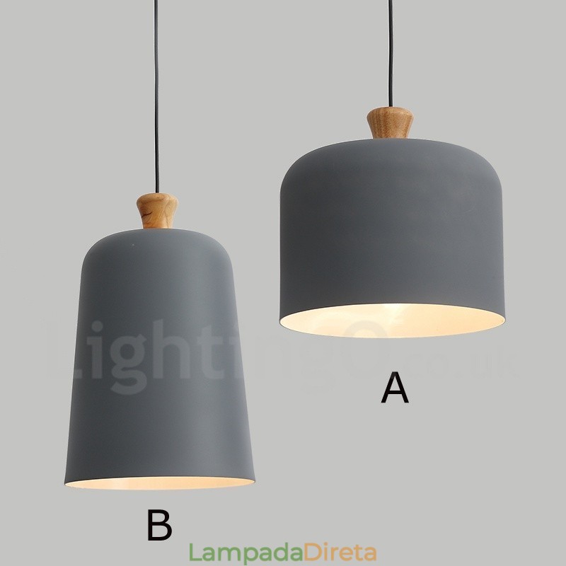 Luminária pendente moderna contemporânea de liga de alumínio com 1 luz e sombra de liga de alumínio