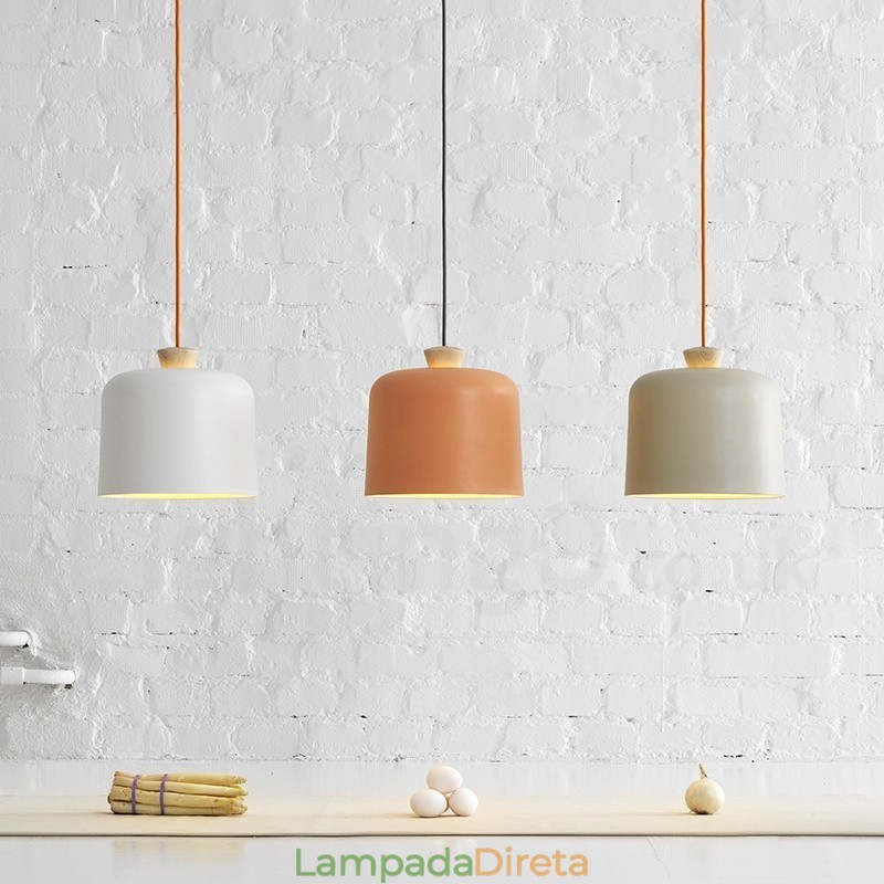 Luminária pendente moderna contemporânea de liga de alumínio com 1 luz e sombra de liga de alumínio