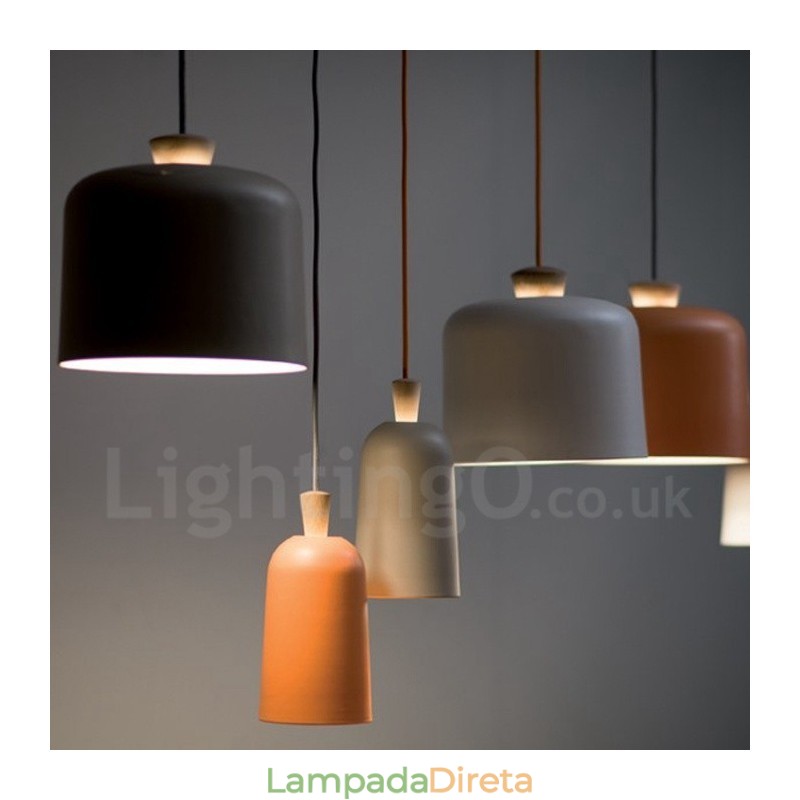 Luminária pendente moderna contemporânea de liga de alumínio com 1 luz e sombra de liga de alumínio