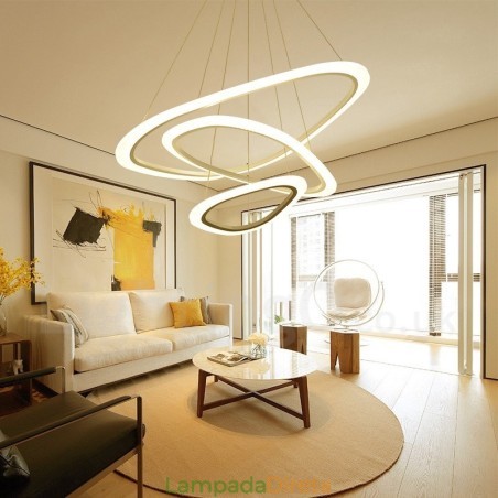 Luminária pendente moderna contemporânea de liga de alumínio com 3 luzes, regulável com controle remoto e sombra de acrílico Luminária pendente moderna contemporânea de liga de alumínio com 3 luzes, regulável com controle remoto e sombra de acrílico