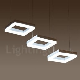 Luminária pendente moderna contemporânea de liga de alumínio com 3 luzes e sombra de acrílico