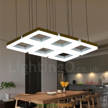 Luminária pendente moderna contemporânea de liga de alumínio com 6 luzes e sombra de acrílico Luminária pendente moderna contemporânea de liga de alumínio com 6 luzes e sombra de acrílico