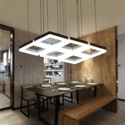 Luminária pendente moderna contemporânea de liga de alumínio com 6 luzes e sombra de acrílico