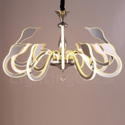 Lustre moderno contemporâneo regulável de aço com 12 luzes e cúpula de acrílico