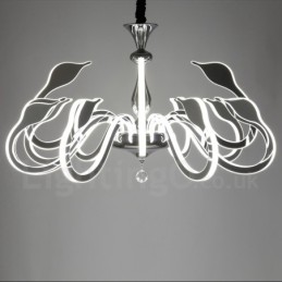 Lustre moderno contemporâneo regulável de aço com 12 luzes e cúpula de acrílico