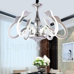 Lustre moderno contemporâneo regulável de aço com 6 luzes e cúpula de acrílico