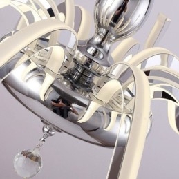 Lustre moderno contemporâneo regulável de aço com 6 luzes e cúpula de acrílico