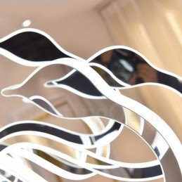 Lustre moderno contemporâneo regulável de aço com 6 luzes e cúpula de acrílico