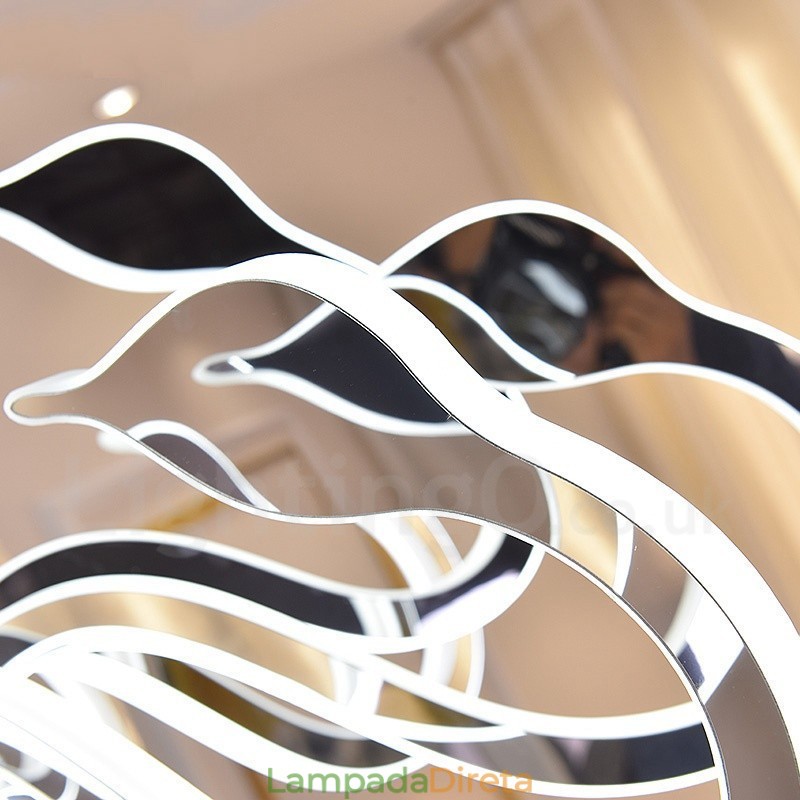 Lustre moderno contemporâneo regulável de aço com 6 luzes e cúpula de acrílico