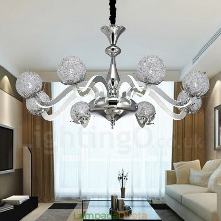 Lustre moderno contemporâneo regulável de aço com 8 luzes e sombra de liga de alumínio Lustre moderno contemporâneo regulável de aço com 8 luzes e sombra de liga de alumínio