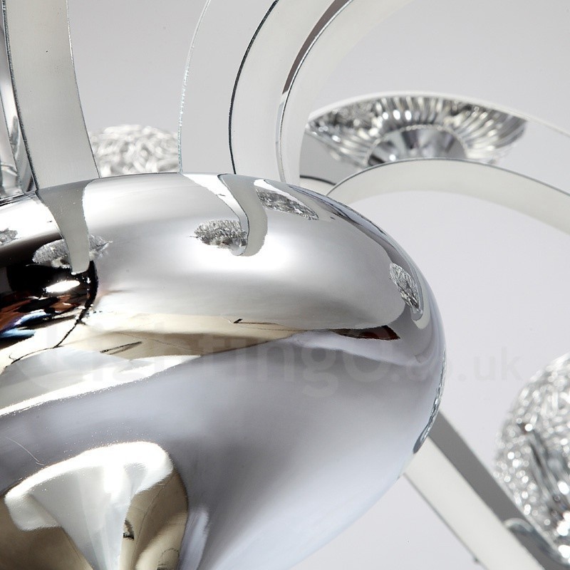 Lustre moderno contemporâneo regulável de aço com 12 luzes e sombra de liga de alumínio