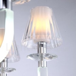 Lustre de cristal moderno contemporâneo regulável com 6 luzes e cúpula de vidro