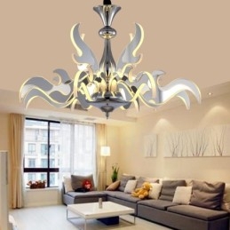 Lustre moderno contemporâneo regulável de aço com 12 luzes e cúpula de acrílico